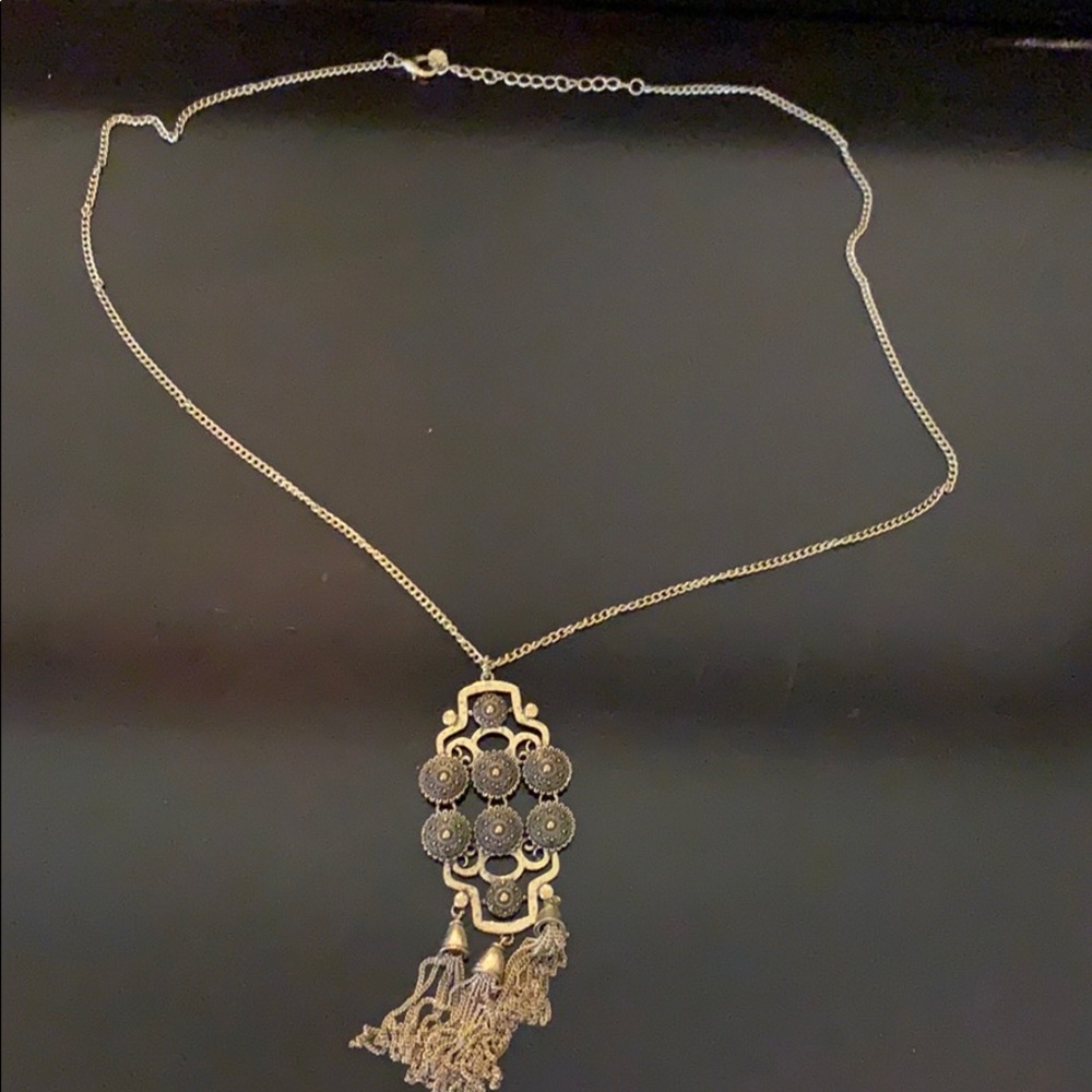 Bronze plated long necklace with pendant